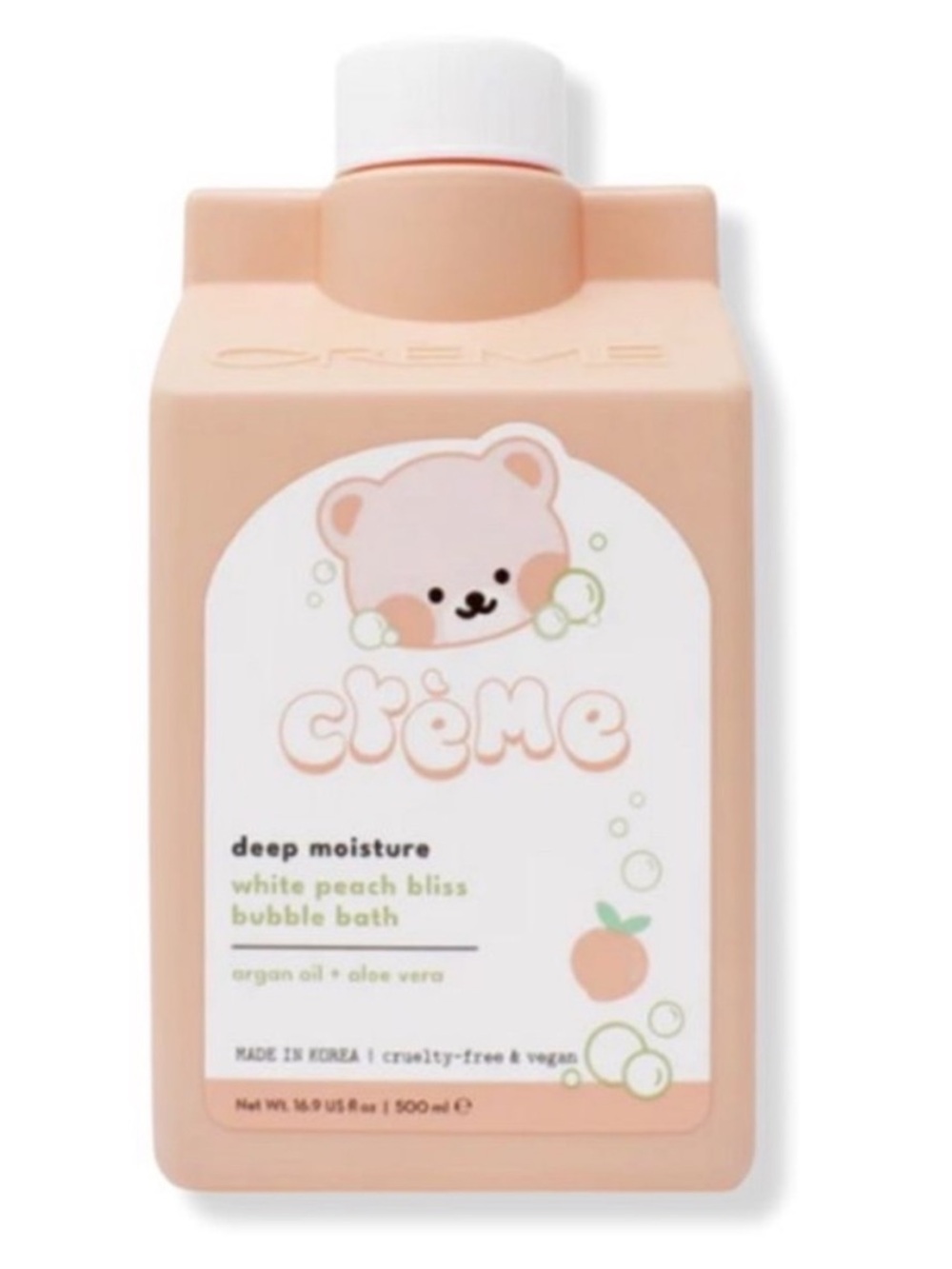 The Crème Shop Boba Bears Deep Moisture Bubble Bath - White Peach Bliss 16.9 oz